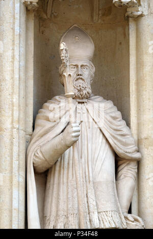 Sant'Agostino, west portale della chiesa di San Marco a Zagabria in Croazia Foto Stock