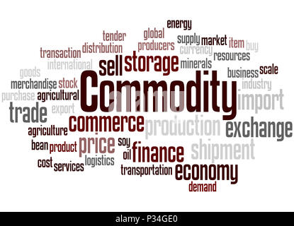 Commodity, word cloud concetto su sfondo bianco. Foto Stock