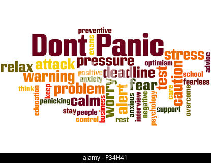 Dont Panic, word cloud concetto su sfondo bianco. Foto Stock