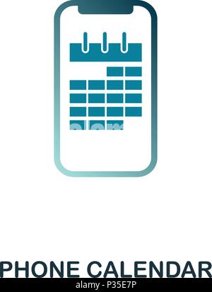 Telefono icona del calendario. Piatto icona di stile design. UI. Illustrazione del calendario telefono icona. Pittogramma isolato su bianco. Pronto per l'uso nella progettazione web, applicazioni software, stampa. Illustrazione Vettoriale