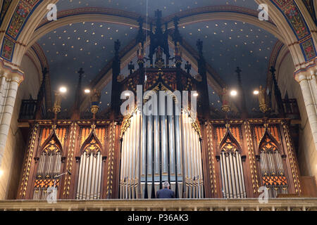 Organo a canne nella cattedrale di Zagabria a Zagabria in Croazia Foto Stock