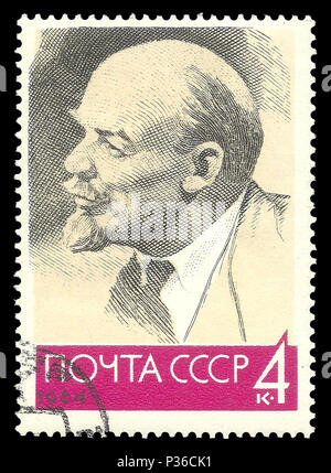Unione Sovietica - timbro 1964: Colore edition su persone famose, mostra Ritratto di Vladimir Lenin Foto Stock