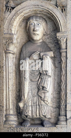 San Filippo apostolo, bass sollievo dai seguaci di Wiligelmo, Princes Gate", il Duomo di Modena, Italia Foto Stock