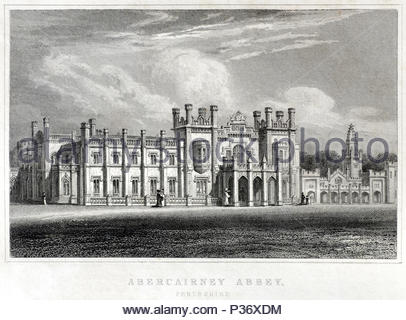 Abbazia Abercairney, Perthshire, antica incisione da 1829 Foto Stock