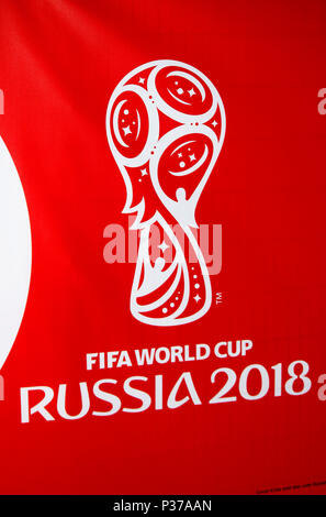 Das Logo offizielle der Fussball Weltmeisterschaft " FIFA World Cup Russia 2018', Berlino (nur fuer redaktionelle Verwendung. Keine Werbung. Referenzdat Foto Stock