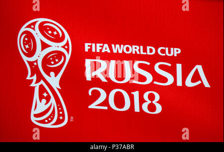 Das Logo offizielle der Fussball Weltmeisterschaft " FIFA World Cup Russia 2018', Berlino (nur fuer redaktionelle Verwendung. Keine Werbung. Referenzdat Foto Stock