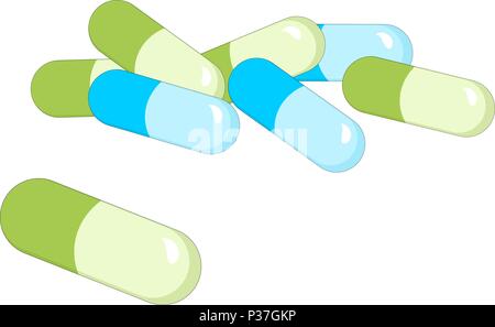 Droghe e pillole su sfondo bianco, medico pillola, Tablet simbolo. Illustrazione Vettoriale Illustrazione Vettoriale