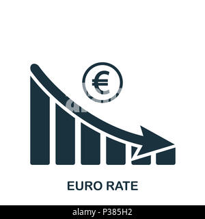 Euro tasso di diminuzione icona grafica. Mobile App, stampa, icona del sito web. Semplice elemento cantare. Monocromatico Euro tasso di diminuzione icona grafica illustrazione. Foto Stock