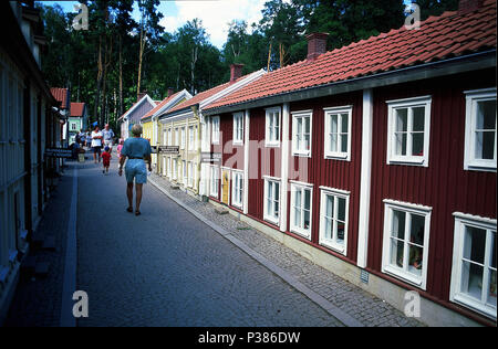 Vimmerby, Svezia, i visitatori del parco a tema di Astrid Lindgren del mondo Foto Stock