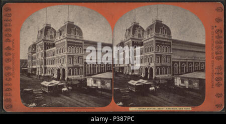 . Grand Central Depot, esterno, New York. Titolo alternativo: e estera americana vista stereoscopica. Copertura: 1870?-1925. Elemento digitale pubblicata 6-14-2006; aggiornato 6-25-2010. 128 Grand Central Depot, esterno, New York, da Vail, J. G. (James Gardner), 1842-1929 Foto Stock