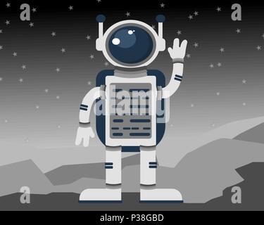 L'astronauta in uno spazio esterno. Illustrazione Vettoriale. Illustrazione Vettoriale
