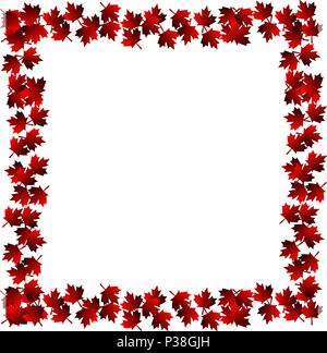 Illustrazione vettoriale di una cornice rossa da foglie di acero. Illustrazione Vettoriale