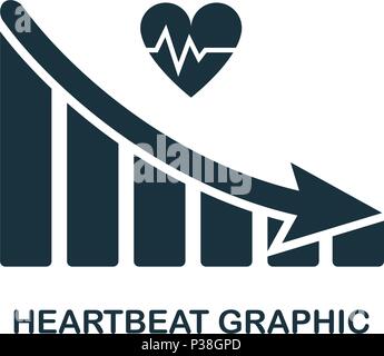Diminuzione di heartbeat icona grafica. Mobile App, stampa, icona del sito web. Semplice elemento cantare. Monocromatico diminuzione Heartbeat icona grafica illustrazione. Illustrazione Vettoriale