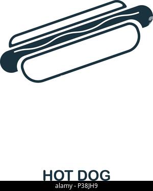 Semplice contorno di Hot Dog e la relativa icona. Pixel perfetto elemento lineare. Hot Dog icona stile contorno per utilizzo in mobile app, web UI, stampa. Illustrazione Vettoriale