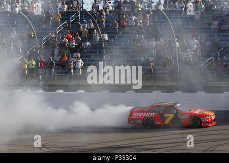 Newton, Iowa, USA. 17 Giugno, 2018. Justin Allgaier (7) vince l'Iowa 250 ad Iowa Speedway in Newton, Iowa. Credito: Chris Owens Asp Inc/ASP/ZUMA filo/Alamy Live News Foto Stock