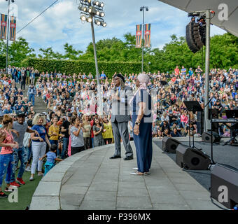 Malmö, Svezia, 17 Giugno, 2018. Juan de Marcos, famosa da Buena Vista Social Club, eseguire a Malmö come parte del libero estate lunga Sommarscen festival di Malmö. Tommy Lindholm/Alamy Live News Foto Stock