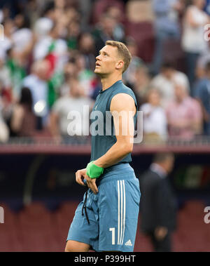 Il portiere Manuel NEUER (GER) deluso dopo il gioco. Germania (GER) - Città del Messico (MEX), preliminare Gruppo F, gioco 11, su 17.06.2018 a Mosca, Coppa del Mondo di Calcio 2018 in Russia dal 14.06. - 15.07.2018. | Utilizzo di tutto il mondo Foto Stock