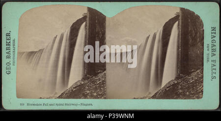 . Cascata Horseshoe e scala a chiocciola, Niagara. Copertura: 1865?-1880?. Fonte impronta: Niagara Falls, N.Y. : George Barker, 1865?-1880?. Elemento digitale pubblicata 6-14-2006; aggiornato 2-11-2009. 143 Cascata Horseshoe e scala a chiocciola, Niagara, da Barker, George, 1844-1894 Foto Stock