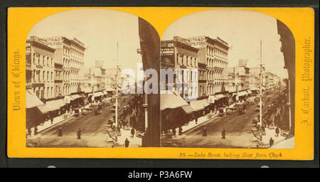 . Lake Street, guardando ad est da Clark. Titolo alternativo: Viste di Chicago. 55. Copertura: 1865?-1915?. Fonte Imprint: 1865?-1915?. Elemento digitale pubblicata 6-15-2005; aggiornato 2-12-2009. 165 Lake Street, guardando ad est da Clark, da Carbutt, Giovanni, 1832-1905 Foto Stock