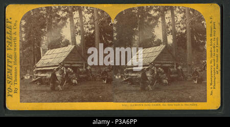 166 Lamon's Log Cabin, la prima costruita a valle, da Lawrence &AMP; Houseworth Foto Stock