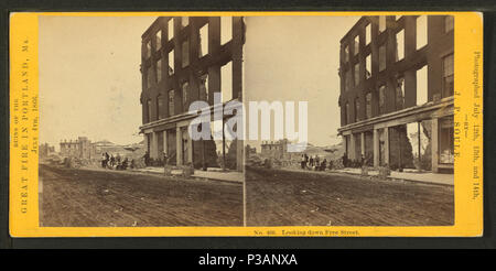 . Guardando verso il basso libera Street. Titolo alternativo: Rovine del Grande Incendio di Portland, Me., 4 luglio 1866. 468. Copertura: 1866. Elemento digitale pubblicata 3-9-2006; aggiornato 2-12-2009. 173 guardando verso il basso libera Street, da John P. Soule Foto Stock