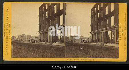 . Guardando verso il basso libera Street. Titolo alternativo: Rovine del Grande Incendio di Portland, Me., 4 luglio 1866. 468. Copertura: 1866. Elemento digitale pubblicata 3-9-2006; aggiornato 2-12-2009. 173 guardando verso il basso libera Street, da John P. Soule 3 Foto Stock