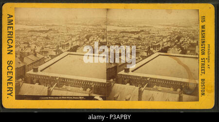 . Guardando a Nord dalla casa di stato, Boston, Massachusetts, con la vista della parte superiore del Beacon Hill serbatoio, una porzione di Hancock San, Beacon Hill e il West End. Titolo alternativo: American scenario. Copertura: 1862?-1885?. Fonte impronta: 1862?-1885?. Elemento digitale pubblicata 7-18-2005; aggiornato 2-13-2009. 174 guardando a nord dalla casa di stato, Boston, Massa, da Robert N. Dennis raccolta di vista stereoscopica Foto Stock