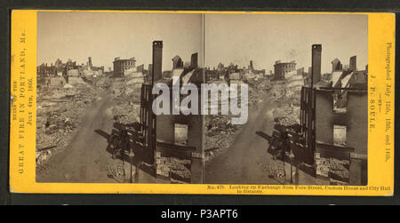 . Ricerca di Exchange da Fore Street, Custom House e Municipio di distanza. Titolo alternativo: Rovine del Grande Incendio di Portland, Me., 4 luglio 1866. 479. Copertura: 1866. Elemento digitale pubblicata 3-9-2006; aggiornato 2-12-2009. 175 cercando di Exchange da Fore Street, Custom House e il City Hall di distanza, da John P. Soule Foto Stock