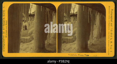 . Minnehaha vista d'inverno. Titolo alternativo: Stereographs del Minnesota scenario. Copertura: 1865?-1903. Fonte Imprint: 1865?-1903.. Elemento digitale pubblicata 6-15-2005; aggiornato 2-13-2009. 192 Minnehaha vista invernale, da M. Nowack Foto Stock