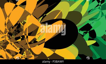 Arancione, verde, nero colorato moderno vettore di fondo. Elementi dinamici. Anelli vibranti sfondo. Illustrazione Vettoriale