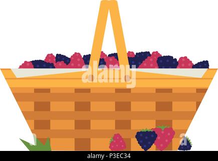 Cesto per pic-nic con frutti di bosco Illustrazione Vettoriale