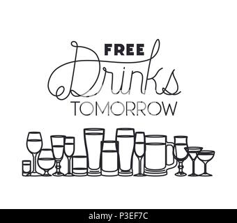 Free drinks set di icone Illustrazione Vettoriale