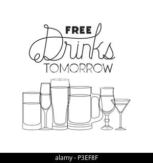 Free drinks set di icone Illustrazione Vettoriale