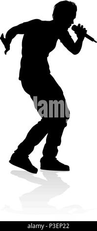 Cantante pop Country o Rock Star Silhouette Illustrazione Vettoriale