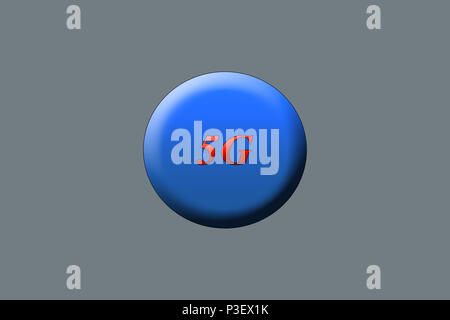 5G scritto su un ellisse o un cerchio. Foto Stock