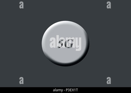 5G scritto su un ellisse o un cerchio. Foto Stock