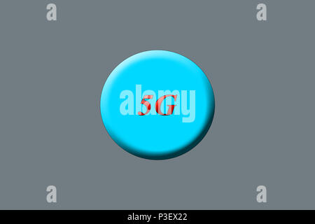 5G scritto su un ellisse o un cerchio. Foto Stock