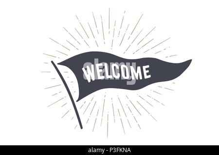 Bandiera del benvenuto. Scuola vecchia bandiera banner Illustrazione Vettoriale