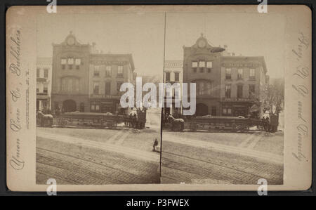 . Ganci di Troia. [Mostra un incendio in scaletta anteriore Curley's hotel e ristorante.] Titolo alternativo: Troy, N.Y. e dintorni. Copertura: 1870?-1905?. Fonte Imprint: 1870?-1905?. Elemento digitale pubblicata 4-27-2006; aggiornato 2-11-2009. 333 ganci di Troia. (Che mostra un incendio in scaletta anteriore Curley's hotel e ristorante.), da Robert N. Dennis raccolta di vista stereoscopica Foto Stock