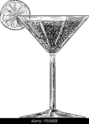 Vettore di disegno artistico illustrazione di bere cocktail in vetro Illustrazione Vettoriale