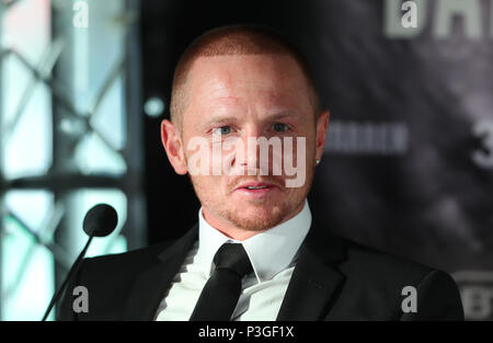 Luke Jackson durante la conferenza stampa al Windsor Park di Belfast. Foto Stock