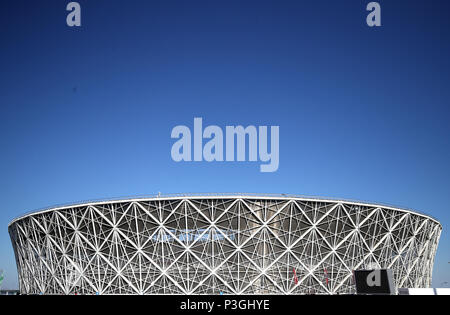 Una vista generale delle regioni di Volgograd Arena prima della Coppa del Mondo FIFA Gruppo G corrisponde all'Arena di Volgograd, Volgograd. Foto Stock