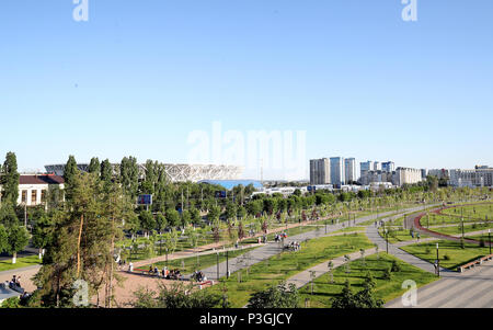 Una vista generale delle regioni di Volgograd Arena prima della Coppa del Mondo FIFA Gruppo G corrisponde all'Arena di Volgograd, Volgograd. Foto Stock
