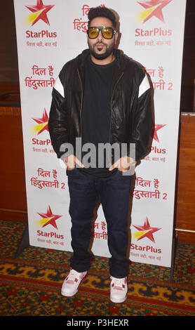 Badshah rapper pongono al lancio di Star Plus il canto nuovo reality show 'Dil Hai stili Hindustani 2' all'hotel JW, Juhu di Mumbai. Foto Stock