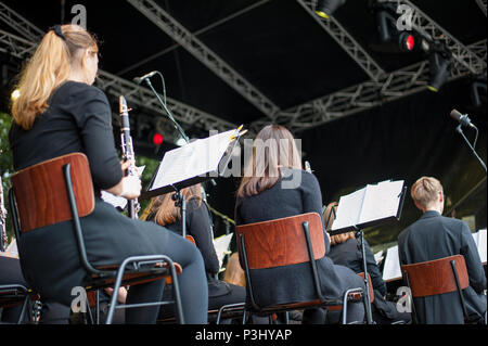 La musica classica orchestre in festival di musica tradizionale (Fete de la musique), Lussemburgo Foto Stock