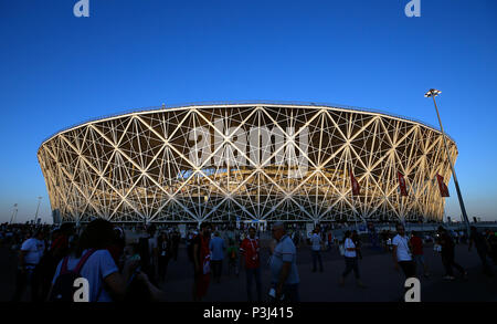 Vista generale delle regioni di Volgograd Arena prima della Coppa del Mondo FIFA Gruppo G corrisponde all'Arena di Volgograd, Volgograd. Foto Stock