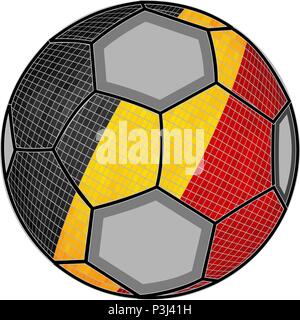 Belgio bandiera con pallone da calcio sfondo - Illustrazione, soccer football palla con bandiera belga, Abstract grunge vettore di mosaico Illustrazione Vettoriale