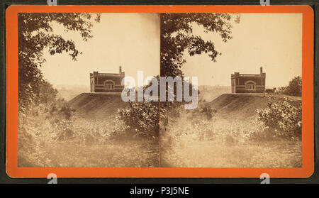 . Vista di un edificio non identificato, cavallo e buggy davanti. Copertura: 1876?-1878?. Fonte impronta: 1876?-1878?. Elemento digitale pubblicata 3-9-2006; aggiornato 2-13-2009. 358 vista di un edificio non identificato, cavallo e buggy davanti, da Robert N. Dennis raccolta di vista stereoscopica Foto Stock