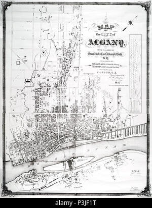. Inglese: Mappa di Albany, New York, Stati Uniti stampato nel 1857 . 1857. E. Giacobbe, C.E. 1 1857 Mappa di Albany modifica Foto Stock