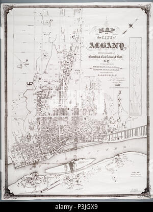 . Inglese: Mappa di Albany, New York, Stati Uniti stampato nel 1857 . 1857. E. Giacobbe, C.E. 1 1857 Mappa di Albany Foto Stock